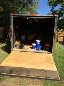 Everything neatly packed up in trailer